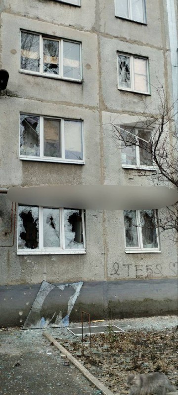 Damage at Lazurny district of Pokrovsk as result of shelling