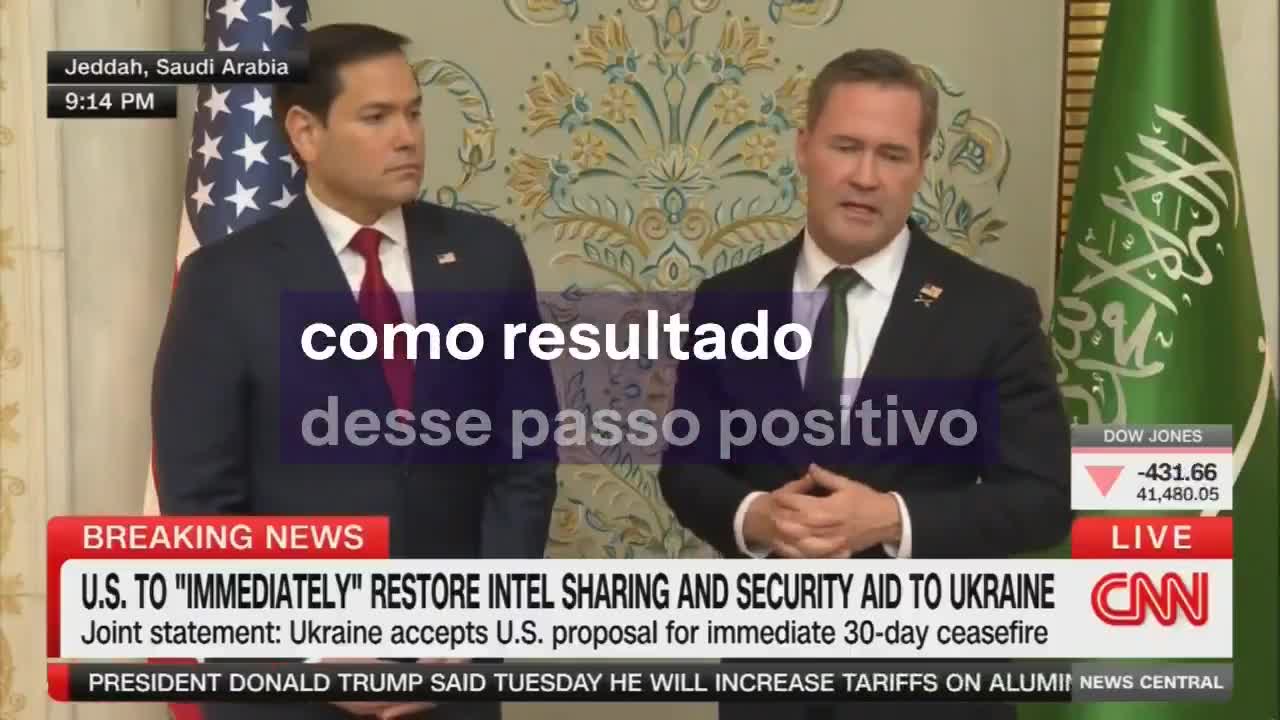 Mike Waltz: President Trump has decided to lift the pause on our aid and security assistance to Ukraine going forward. And that is effective immediately. The positive step highlighted by Mike Waltz is Ukraine's decision to accept a 30-day interim ceasefire. Russia has not yet commented on this proposal.