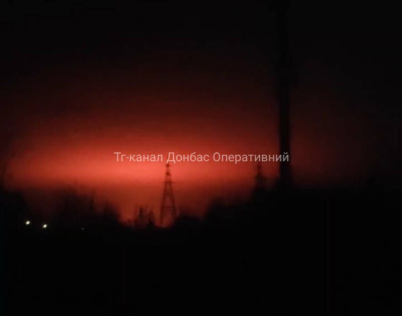 Big fire in Sloviansk after the explosions