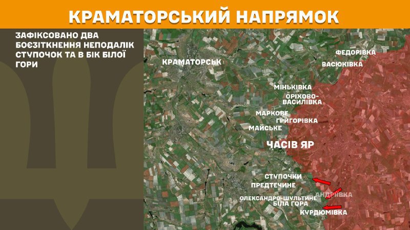 At Kramatorsk axis clashes yesterday near  Stupochky and towards Bila Hora, - General Staff of Armed Forces of Ukraine reports