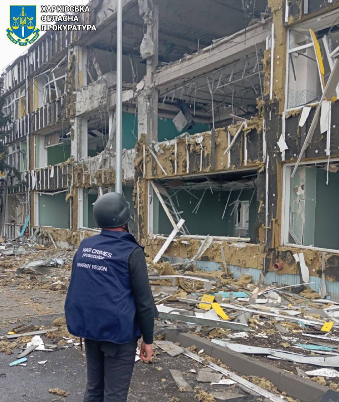 A school was destroyed as result of drone strike in Staryi Saltiv in Kharkiv region