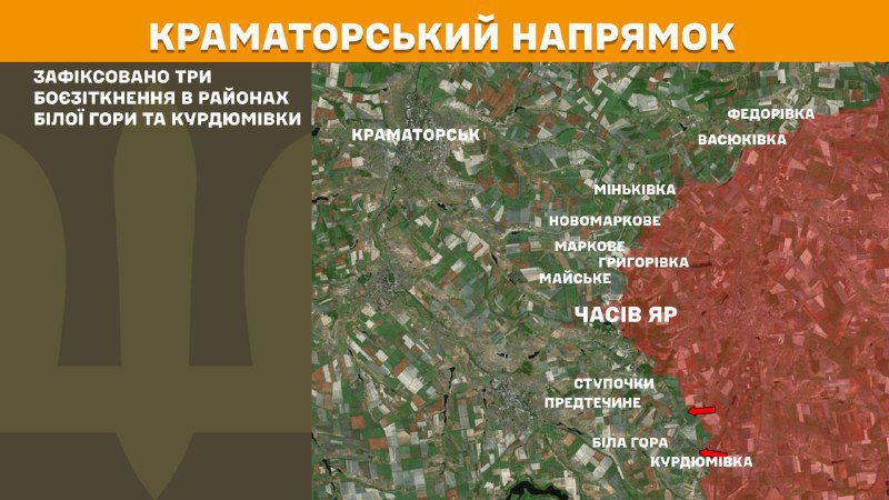 At Kramatorsk axis clashes yesterday near  Bila Hora and Kurdumivka, - General Staff of Armed Forces of Ukraine reports