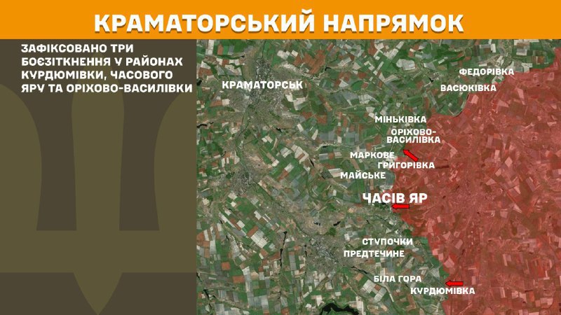 At Kramatorsk axis clashes yesterday near Kurdumivka, Chasiv Yar and Orikhovo-Vasylivka, - General Staff of Armed Forces of Ukraine reports