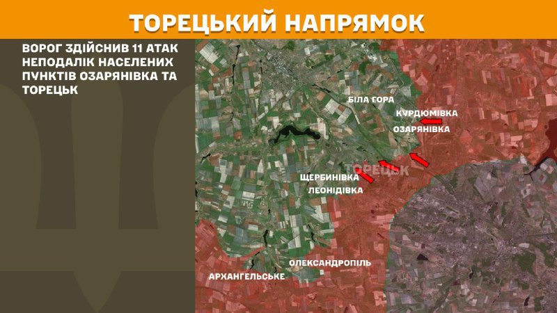 At Toretsk axis clashes yesterday near Ozaryanivka and Toretsk, - General Staff of Armed Forces of Ukraine reports