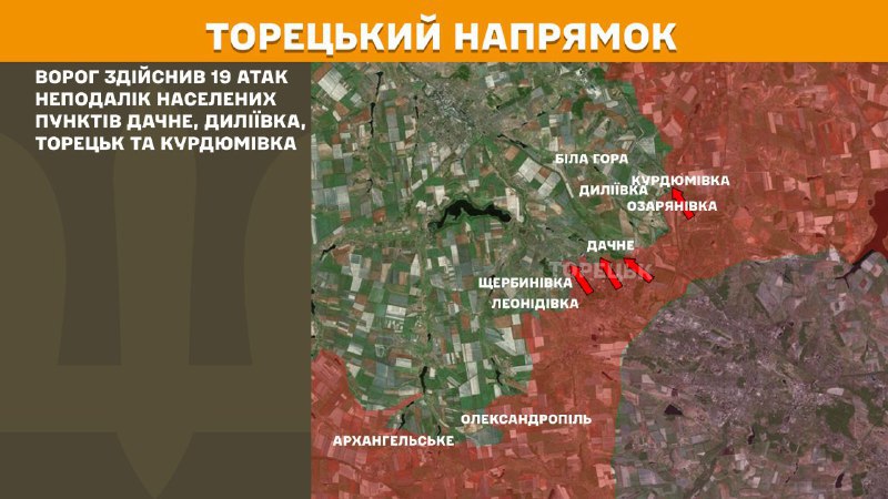 At Toretsk axis clashes yesterday near Dachne, Dyliyivka, Toretsk and Kurdumivka, - General Staff of Armed Forces of Ukraine reports