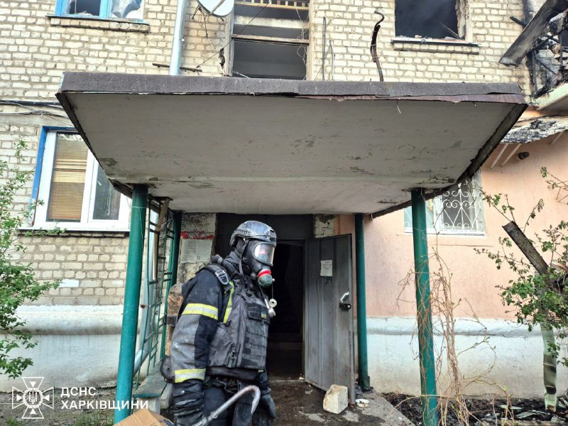 Residential house caught fire in Kivsharivka as result of FPV drone strike  on 20th April