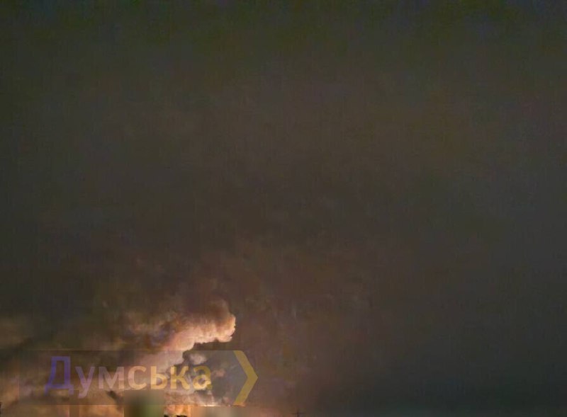 Big fire after the drone strikes in Odesa