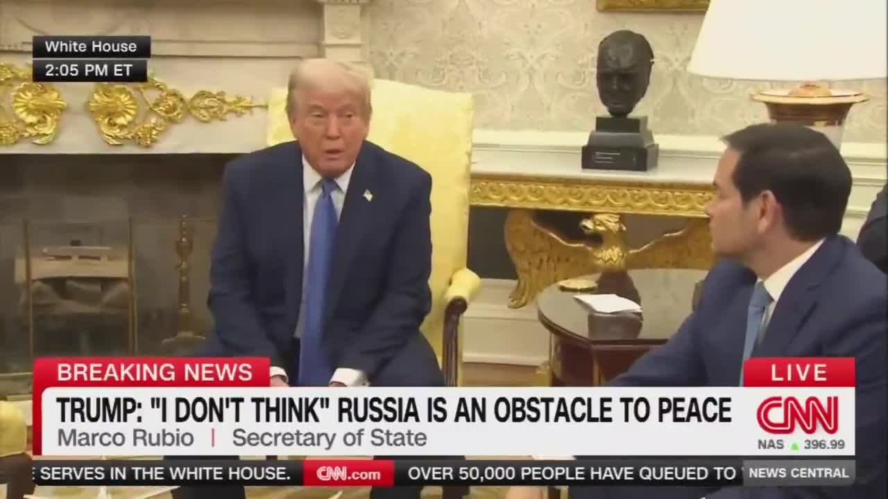 Reporter: What concessions has Russia offered up thus far to get to the point where you're closer to peace? Trump: Stopping the war, stopping taking the whole country. Pretty big concessions