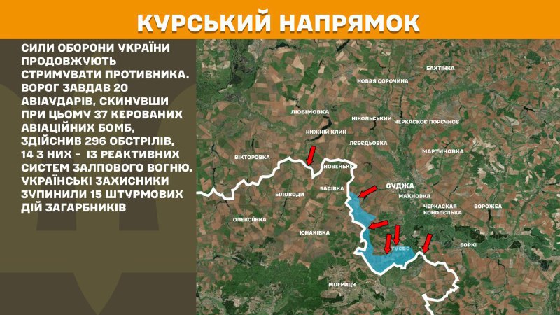 In Kursk region Ukrainian forces have repelled 15 Russian army assaults, - General Staff of Armed Forces of Ukraine reports