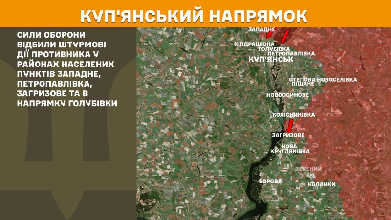 At Kupyansk axis clashes yesterday near Zapadne, Petropavlivka, Zahryzove and towards Holubivka, - General Staff of Armed Forces of Ukraine reports