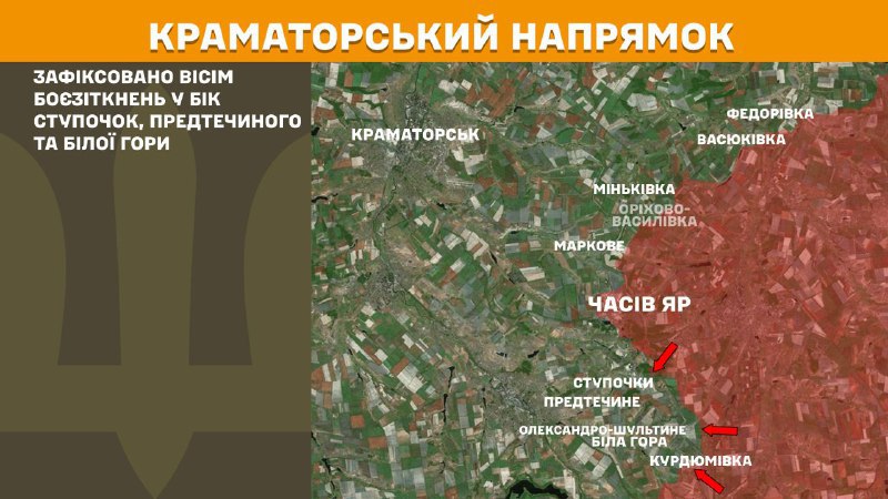 At Kramatorsk axis clashes yesterday near Stupochky, Predtechyne and Bila Hora, - General Staff of Armed Forces of Ukraine reports