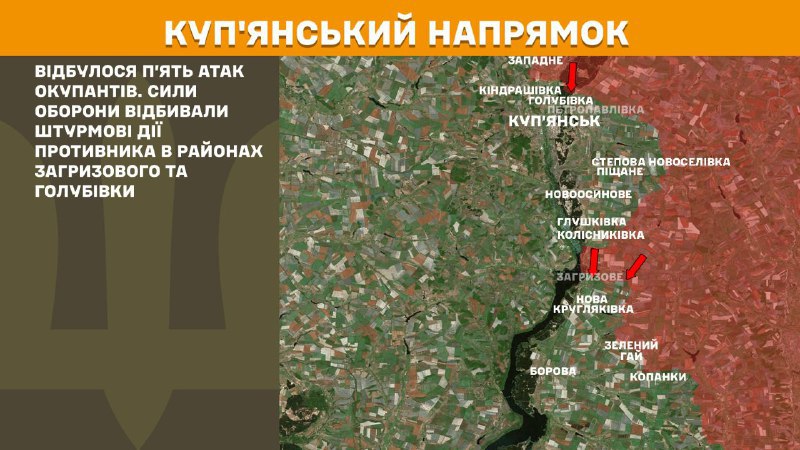 At Kupyansk direction clashes yesterday near Zahryzove and Holubivka, - General Staff of Armed Forces of Ukraine reports