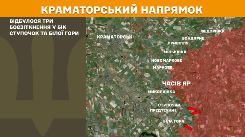 At Kramatorsk direction clashes yesterday near  Stupochky and Bila Hora, - General Staff of Armed Forces of Ukraine reports
