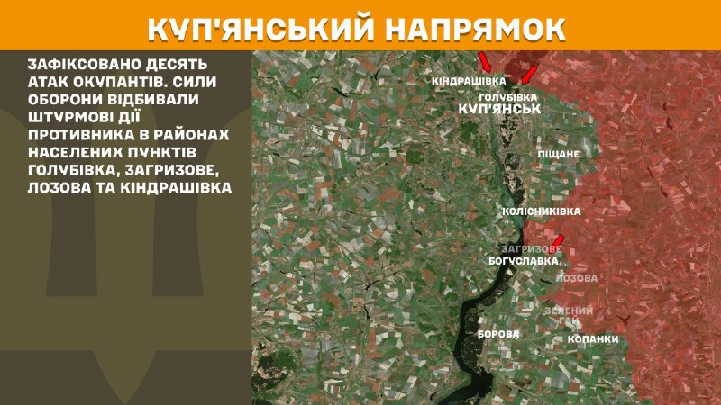 At Kupyansk direction clashes yesterday near Holubivka, Zahryzove, Lozova and Kindrashivka, - General Staff of Armed Forces of Ukraine reports