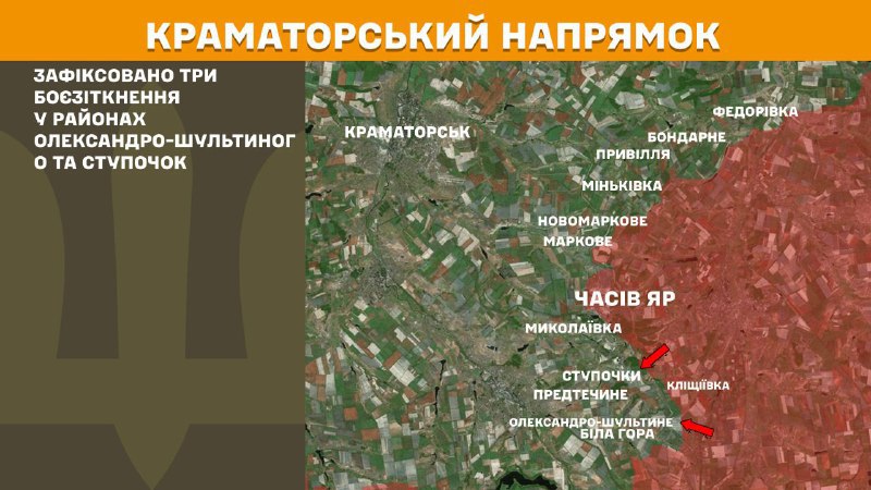 At Kramatorsk direction clashes yesterday near  Oleksandro-Shultyne and Stupochky, - General Staff of Armed Forces of Ukraine reports