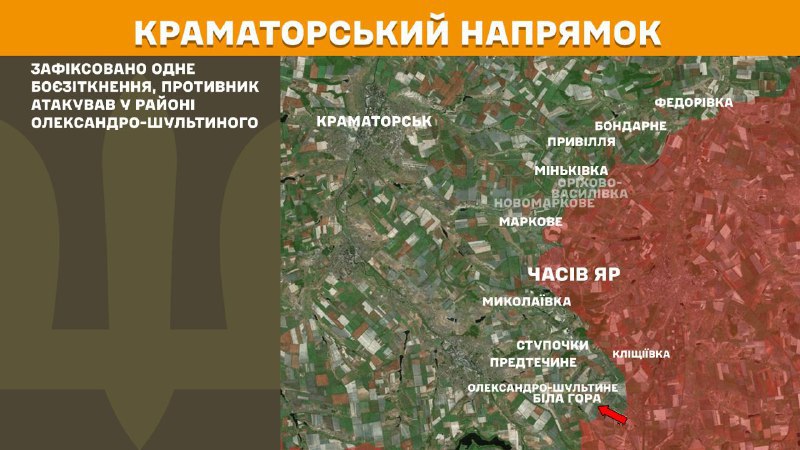 At Kramatorsk direction clashes yesterday near  Oleksandro-Shultyne, - General Staff of Armed Forces of Ukraine reports