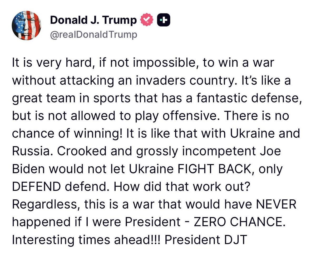 Trump argues that a purely defensive approach against Russia was doomed to fail