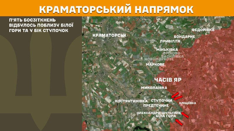 At Kramatorsk direction clashes yesterday near Bila Hora and towards Stupochky, - General Staff of Armed Forces of Ukraine reports