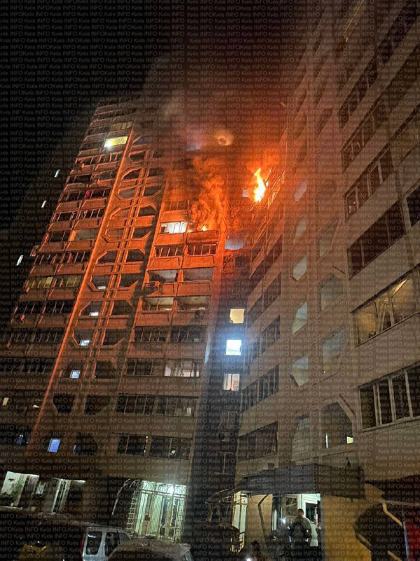 Fire at residential house in Kyiv as result of Russian strike