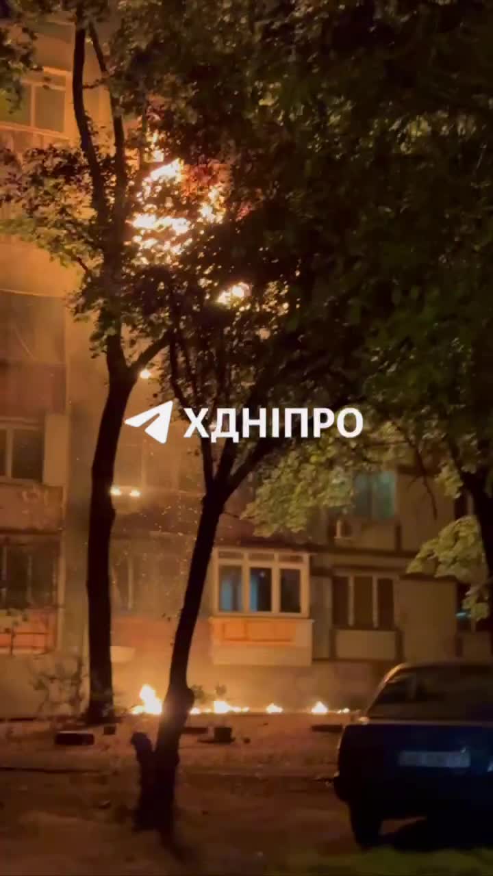 Fire at residential house in Dnipro city after suspected ballistic missile strike