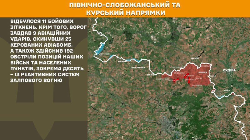 At Kursk and North Slobozhansky(Sumy) direction Ukrainian forces have repelled 11 Russian army assaults, - General Staff of Armed Forces of Ukraine reports