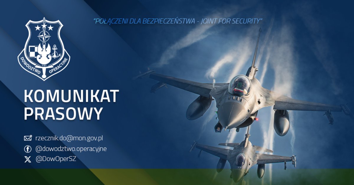 Operational Command of the Polish Armed Forces: Please note that on the night of October 4-5, 2025, the Russian Federation will once again launch strikes against targets located in Ukrainian territory. To ensure the security of Polish airspace, the Operational Command of the Polish Armed Forces has activated all necessary procedures. Polish and allied aircraft are operating intensively in our airspace, and ground-based air defense and radar reconnaissance systems have reached the highest level of readiness.