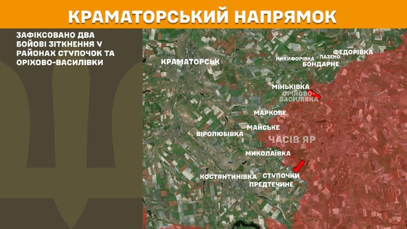 At Kramatorsk direction clashes yesterday near Stupochky and Orikhovo-Vasylivka, - General Staff of Armed Forces of Ukraine reports