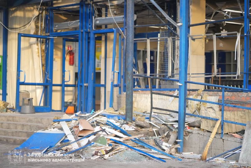 Damage in Zaporizhzhia as result of FPV drone strike