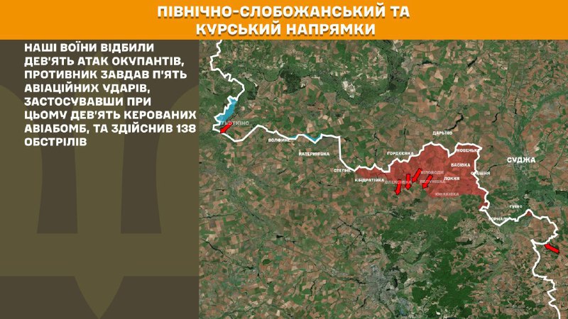 At Kursk and North Slobozhansky(Sumy) direction Ukrainian forces have repelled 9 Russian army assaults, - General Staff of Armed Forces of Ukraine reports