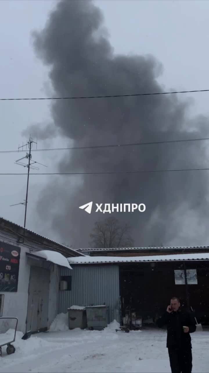 Fire after 2 explosions in Dnipro city