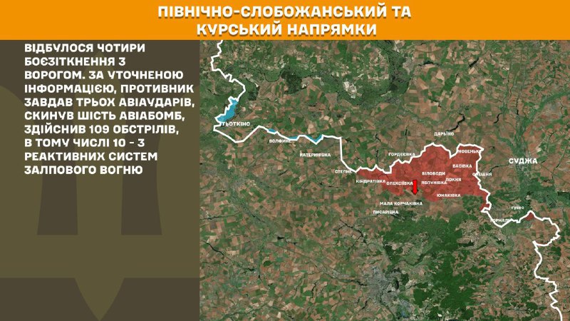 At Kursk and North Slobozhansky(Sumy) direction Ukrainian forces have repelled 4 Russian army assaults, - General Staff of Armed Forces of Ukraine reports