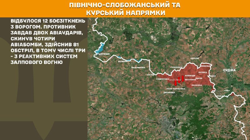 At Kursk and North Slobozhansky(Sumy) direction Ukrainian forces have repelled 12 Russian army assaults, - General Staff of Armed Forces of Ukraine reports