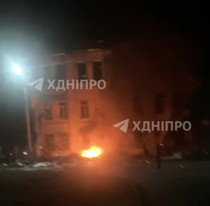 Fire at residential house in Dnipro city, caused by drone debris