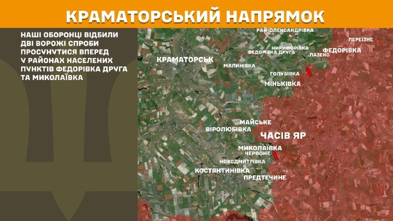 At Kramatorsk direction clashes yesterday near  Fedorivka Druha and Mykolayivka, - General Staff of Armed Forces of Ukraine reports