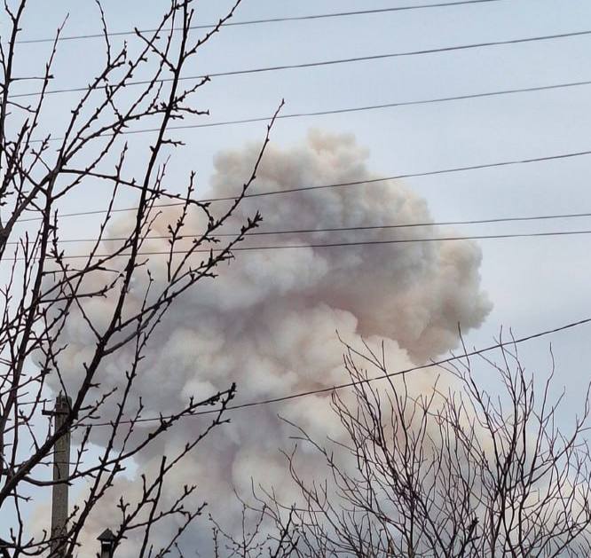 Smoke is rising over Pavlohrad as result of drone strikes