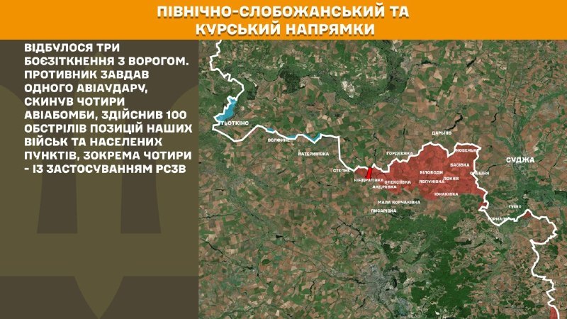 At Kursk and North Slobozhansky(Sumy) direction Ukrainian forces have repelled 3 Russian army assaults, - General Staff of Armed Forces of Ukraine reports