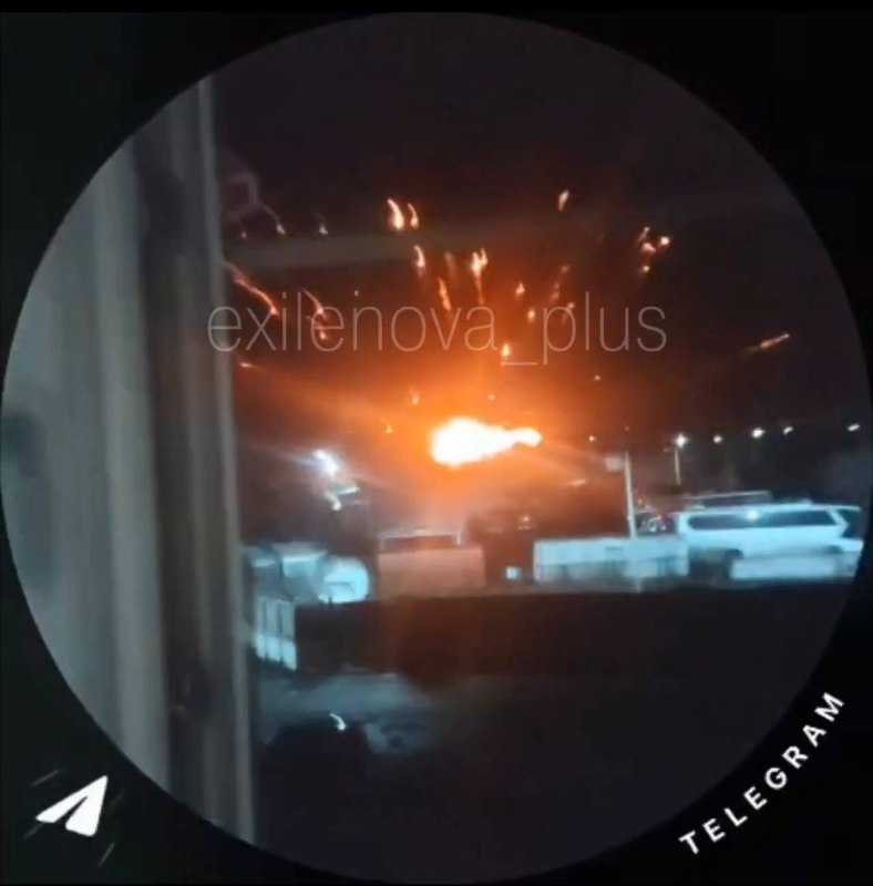 Drones raid in Perevalsk at the occupied part of Luhansk region of Ukraine