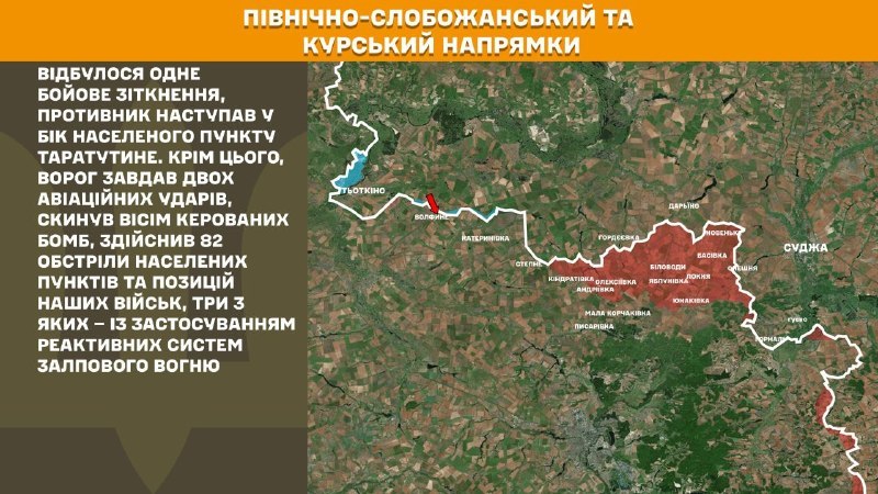 At Kursk and North Slobozhansky(Sumy) direction clashes yesterday near Taratutyne, - General Staff of Armed Forces of Ukraine reports