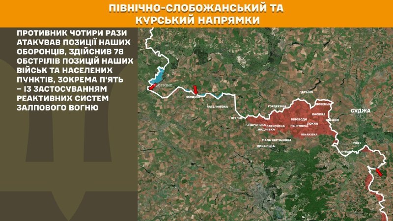 At Kursk and North Slobozhansky(Sumy) direction Ukrainian forces have repelled 4 Russian army assaults, - General Staff of Armed Forces of Ukraine reports